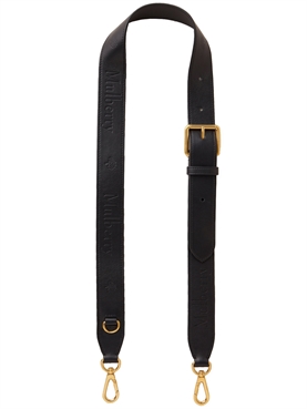 Mulberry Debossed Logo Leather Strap Black Micro Classic Grain